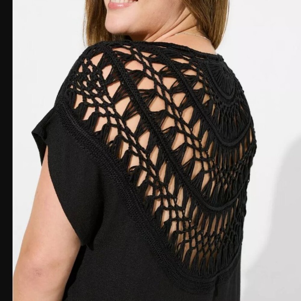 Worn Once Torrid Size 4 Crochet Back Tee